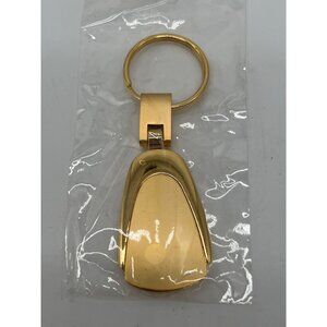 Gold Metal Keychain With Sleek Rectangle Design & Swivel Ring